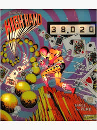 High Hand 70's Pin Ball Machine Art" Sticker for Sale by ...