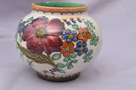 Vintage Signed 2520 AREO Royal Zuid Holland GOUDA 5.5" Round Vase with Flowers | eBay