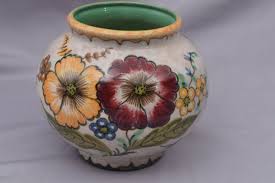Unmarked GOUDA 6" Round Vase with AREO Flowers Excellent Quality & Condition | eBay