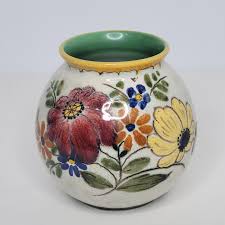 Vintage Royal Pottery Gouda Floral Round Vase 4.75" Holland - Etsy