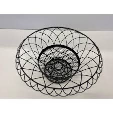 Vintage French Large Woven Black Metal Basket Centerpiece ...