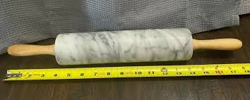 Vintage Marble Rolling Pin 18” Long, Barrel 10” Wood Handles ...