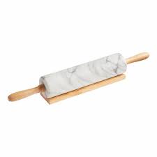 White Marble Rolling Pin With Wood Handles - World Market