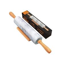 Anqtovp 16.5" Gray & White Marble Rolling Pin w Wooden ...