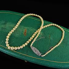 Antique Art Deco Platinum Saltwater Akoya Graduated Pearl ...