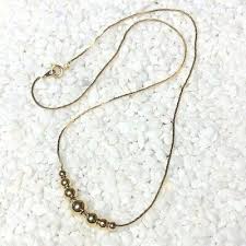 Gold-Tone Herringbone Necklace with Gold Beads | eBay