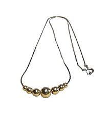 Vintage Graduated Ball Bead Serpentine Necklace Silver & Gold Tones 18" Fashion | eBay