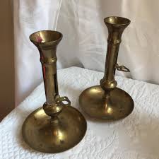 Vintage Push up Brass Candlestick With Bowl Drip Tray and ...