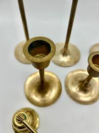 Set of 5 - Vintage Set of Graduated Brass Candlestick ...