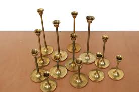 13 Vintage Brass Candlestick Holders / Tulip Style Candle ...