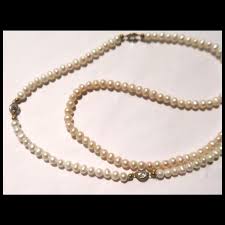 Faux Pearl Tassel Necklace With Gemstone and Faux Pearl Embellishing . For Sale at Ruby Lane