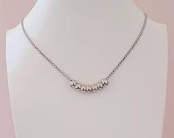 Custom Made Length 7 Bead Circle Rings Necklace Chain Silver ...