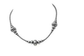 14" 3-14mm Sterling silver pearl saucer bead necklace ...