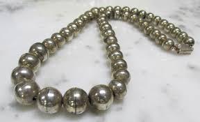 Vintage Taxco Sterling Silver Smooth Beaded Ball Necklace ...