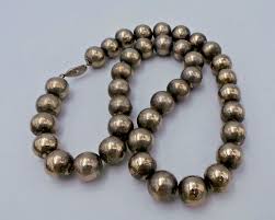 Sterling silver 925 bead necklace 14mm. Length 50cm 20 ...