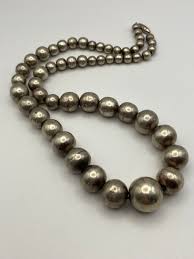 Vintage Native American Sterling Silver Ball Bead Necklace ...