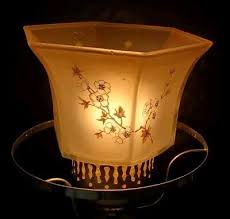 Vtg Floral Glass Hanging Pendant Light Fixture Bell Lamp Shade Polygon 3" Fitter | eBay