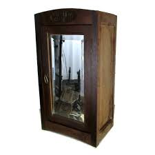 Hand Carved Oak Kitchen Apothecary Bathroom Wall Cabinet Ornate Beveled Glass - Collectors in the House