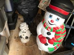 Sold at Auction: 2 VINTAGE PLASTIC LIGHTED SNOWMEN