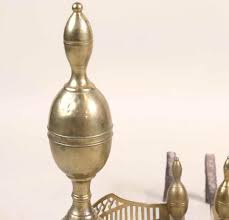 Lot - Pair of Federal Brass Steeple Top Andirons