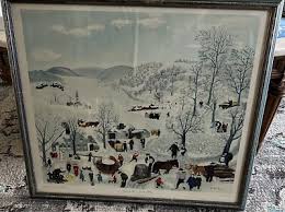 Vintage Grandma Moses Framed Print Sugaring Off Folk Art ...