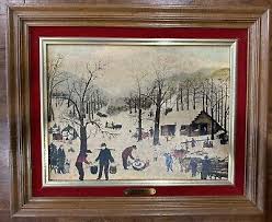 Grandma Moses SUGARING OFF FRAMED PRINT Vintage ...