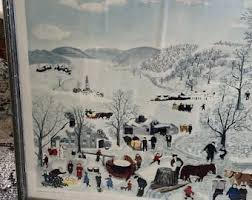 Vintage Grandma Moses Framed Print Sugaring off Folk Art ...