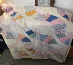 Vintage Cotton Quilt 82 X 74 Handmade Patchwork Tattered | eBay