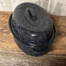 Small Roasting Pan, Blue Enamel Covered 1950s Small Roasting ...