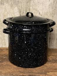 Vintage Black Speckled Enamel Soup Pot With Lid - Etsy