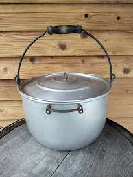 Vintage Wear-Ever Aluminum Stock Pot with Lid and Wood ...