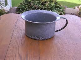 Vintage Gray Graniteware Enamelware Chamber Bed Pot Flower Container | eBay
