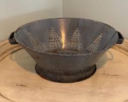 Primitive Graniteware Colander or Strainer With Triangle Shaped Design - Etsy