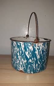Antique 10" Blue & White Swirl Enamel Graniteware Pot /Metal Handle | eBay