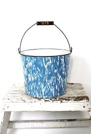 Vintage Blue Agate Graniteware Bucket - Bale Handle - Kitchen Décor - Cottage Decor - Porch Decor - Etsy