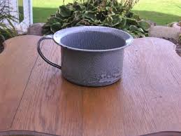 Vintage Gray Graniteware Enamelware Chamber Bed Pot Flower ...