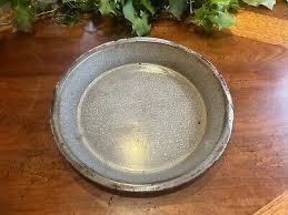 Antique Gray Speckled Pie Pan Enamel Granite Ware Metal 10" Round Plate | eBay