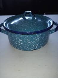 Vintage Blue Speckled Enamelware Pot And Lid | eBay