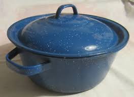 Set of Four VINTAGE GRANITEWARE Pots and Pans -- Blue with ...