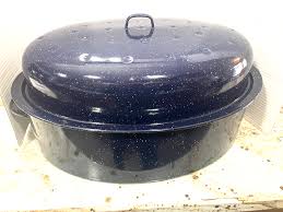 Extra large Vintage Blue graniteware speckled domed oval ...