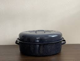 Vintage MCM Cookware White Speckled Large Roasting Pan ...