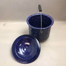 Vintage Dark Blue Speckled Paneled 3 Gallen Granite Ware ...