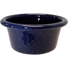 TableCraft 11049, 6 oz Enamelware Ramekin, Blue / White