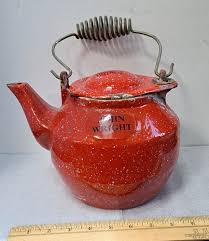 Vintage John Wright Red Enamel Cast Iron Kettle | eBay