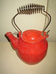 Vntg Cast Iron Tea Kettle w Swivel Lid & Spring Top Handle ...