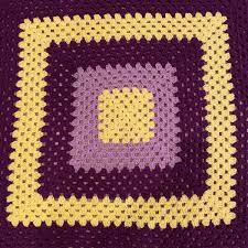 Handmade Crochet Granny Square Baby Blanket Granny Purples Yellow 42" x 42" EUC | eBay
