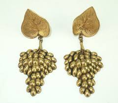 1940s Vintage Grape Cluster Brass Dangle Earrings in Manner ...