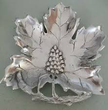 Vintage Large Pewter Leaf with Grape Dish Tray | eBay