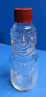Vintage Brockway glass clown bottle with dark red lid 5 ...