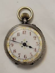 Antique 0.935 Sterling Silver Green and Gold Inlaid Enamel ...